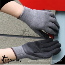 SRSAFETY 10g grey polycotton coated black gloves/cheap price/made in China